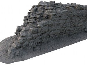 old mossy stone half wall 3D Модель