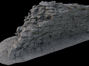 old mossy stone half wall 3D Модель