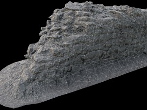 old mossy stone half wall 3D Модель