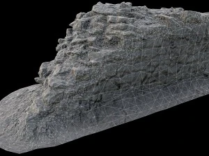old mossy stone half wall 3D Model