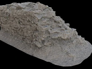 old mossy stone half wall 3D Model