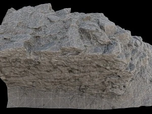 old mossy stone half wall 3D Model