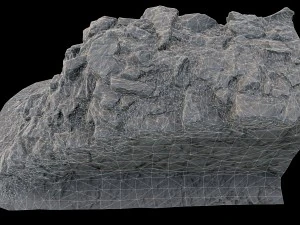 old mossy stone half wall 3D Model