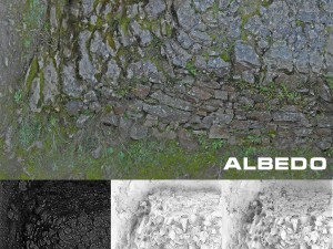 old mossy stone half wall 3D Модель