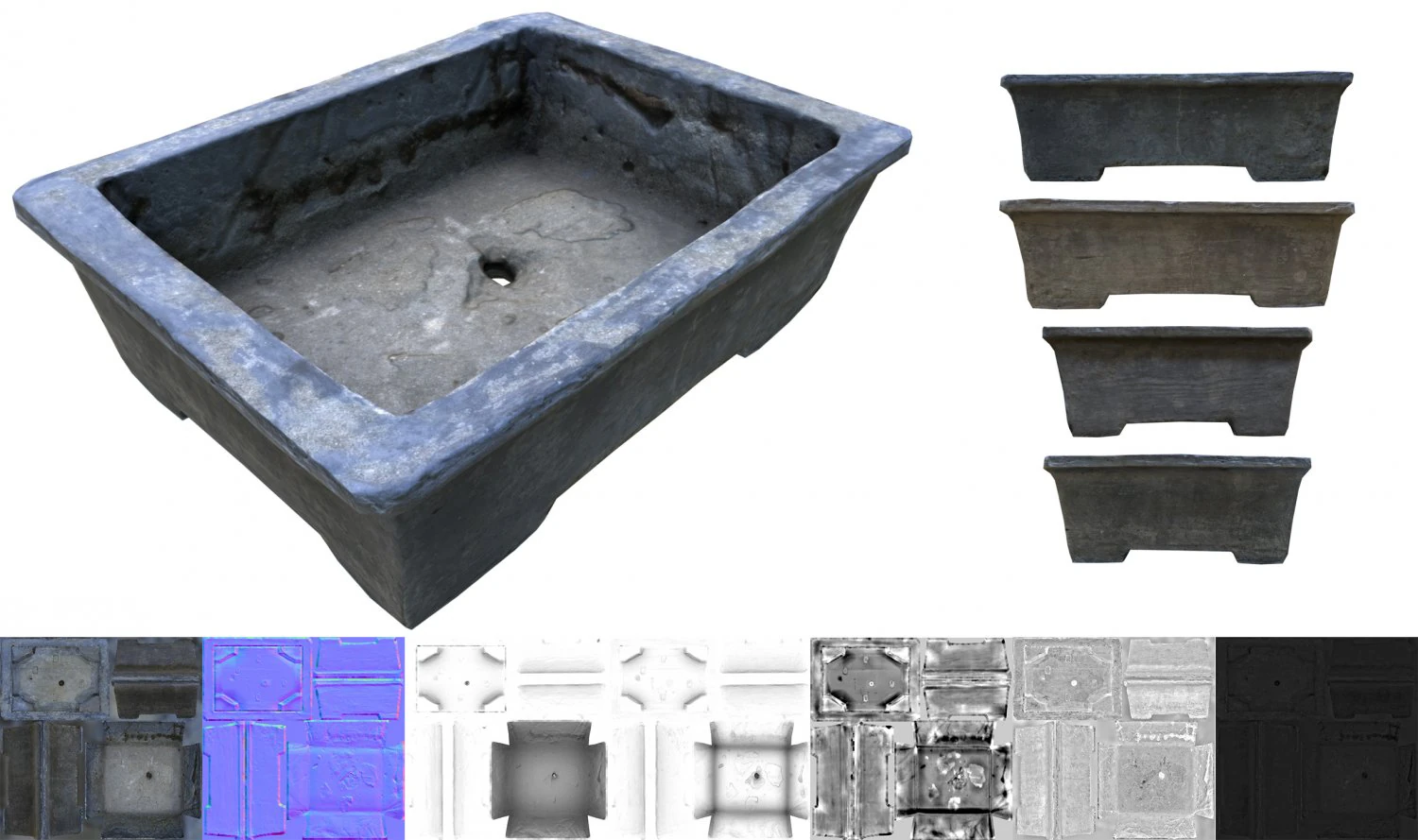 vaso bonsai in cemento Modello 3D .c4d .max .obj .3ds .fbx .stl .blend 