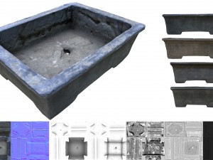 cement bonsai pot 3D Model