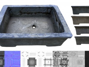 cement bonsai pot Modello 3D
