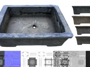 vaso bonsai in cemento Modello 3D