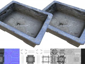 vaso bonsai in cemento Modello 3D