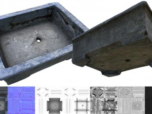 vaso bonsai in cemento Modello 3D