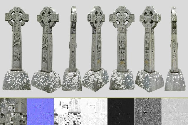 celtic stone cross Modello 3D .c4d .max .obj .3ds .fbx .stl .blend 