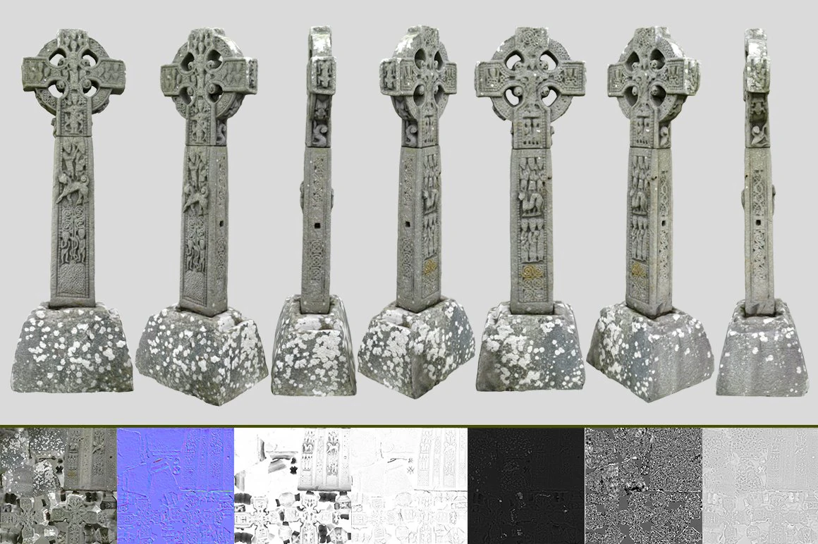 celtic stone cross 3D Model .c4d .max .obj .3ds .fbx .stl .blend 