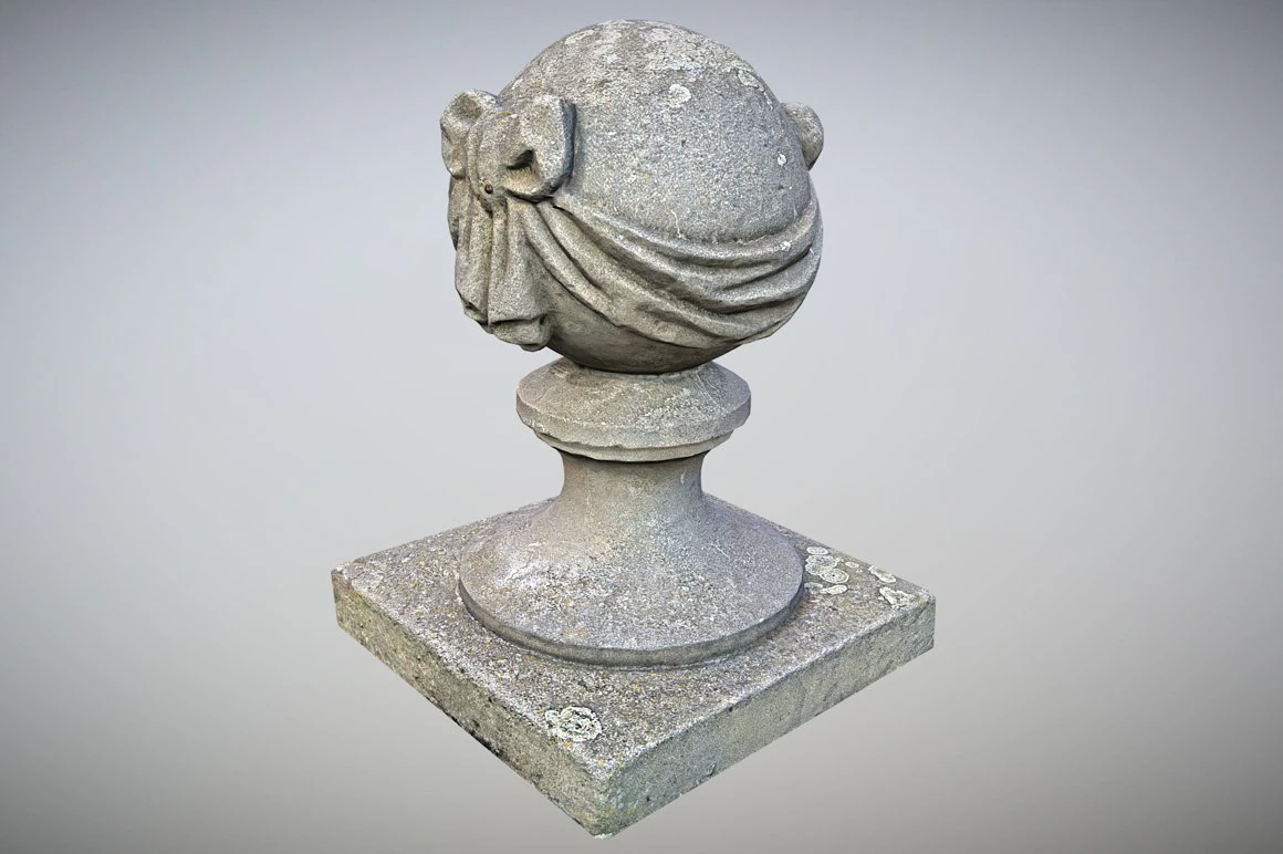 stone ball on pillar 3D Model .c4d .max .obj .3ds .fbx .stl .blend