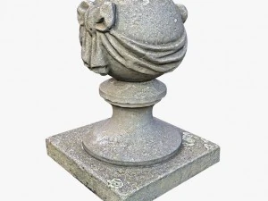 stone ball on pillar 3D Model