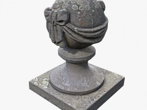 stone ball on pillar 3D Model
