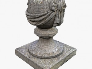 stone ball on pillar Model 3D