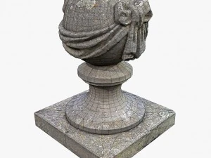 stone ball on pillar 3D Model