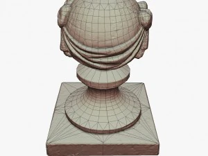 stone ball on pillar 3D Model