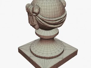 stone ball on pillar 3D Model