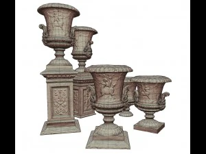 stone vase from park 3D Model