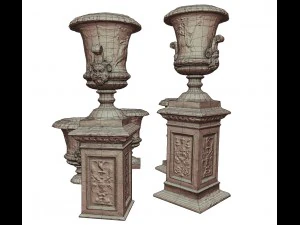 stone vase from park 3D Model