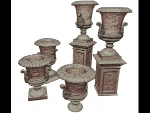 stone vase from park 3D Model