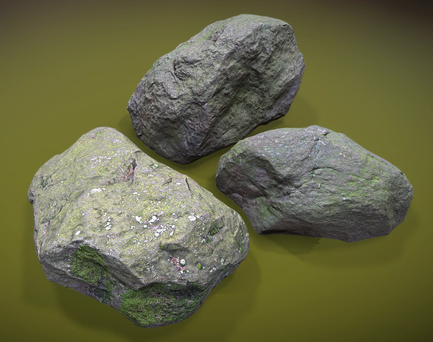 mossy stones 3D Model .c4d .max .obj .3ds .fbx .stl .blend