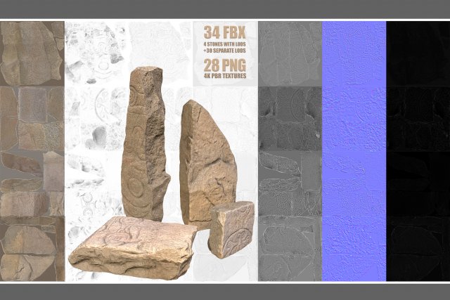 fantasy stones 3D Model .c4d .max .obj .3ds .fbx .stl .blend
