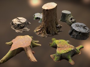 7 tree stumps Modelo 3D