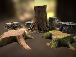 7 tree stumps Modelo 3D