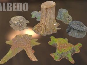 7 tree stumps 3D Model