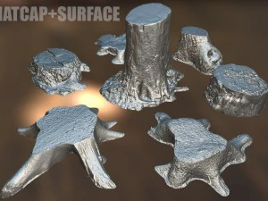 7 tree stumps 3D Model