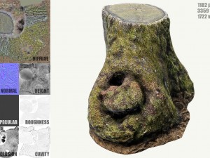 mossy tree stump Modelo 3D