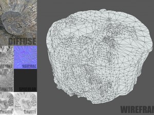 tree stump with mushrooms Modello 3D