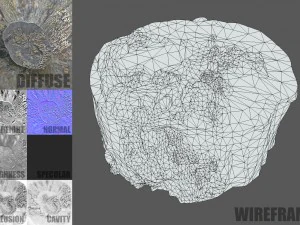 tree stump with mushrooms 3D Model