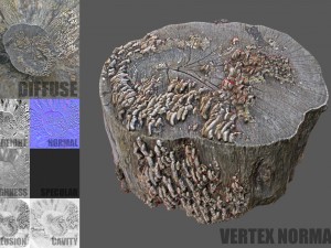tree stump with mushrooms Modello 3D
