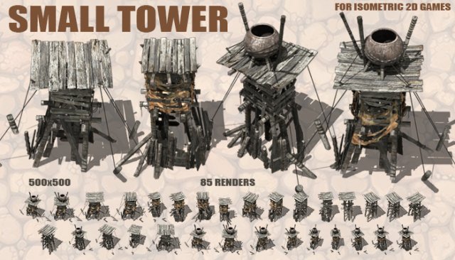 small towers for isometric 2d games CG Textures .c4d .max .obj .3ds .fbx .stl .blend 