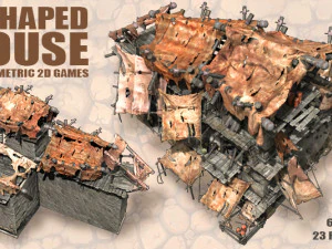 L-f&ouml;rmiges Haus f&uuml;r isometrische Spiele CG Texturen