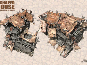 l-shaped house for isometric games CG Textures