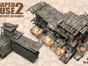 l-shaped house 2 for isometric games CG Textures