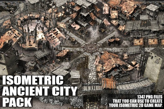 isometric ancient city pack CG टेक्स्चर्स .c4d .max .obj .3ds .fbx .stl .blend 