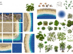 4 map types 2d tiles and decals set CG 텍스쳐
