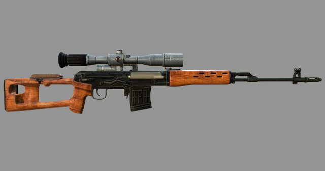 dragunov svd sniper rifle 3D Model .c4d .max .obj .3ds .fbx .stl .blend 