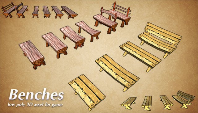 benches 3D 모델 .c4d .max .obj .3ds .fbx .stl .blend