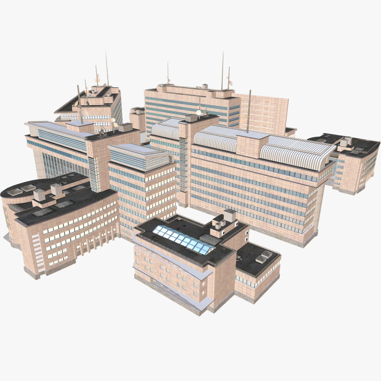 office buildings 3D Model .c4d .max .obj .3ds .fbx .stl .blend