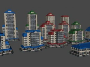 city building 14 variants 3D Model