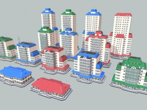 city building 14 variants 3D मॉडल