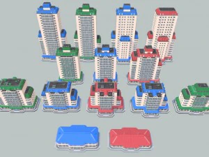 city building 14 variants 3D Model