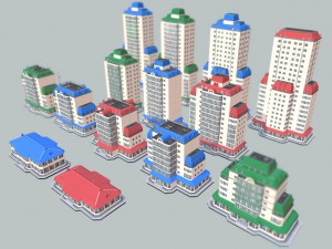 city building 14 variants 3D मॉडल