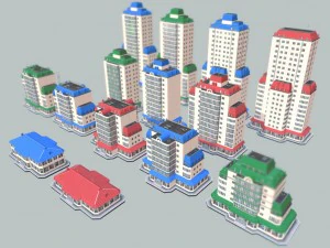 city building 14 variants 3D Model